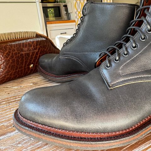 Viberg Navvy Boot in Horween Black Washed Chromexcel & Washed Chromexcel