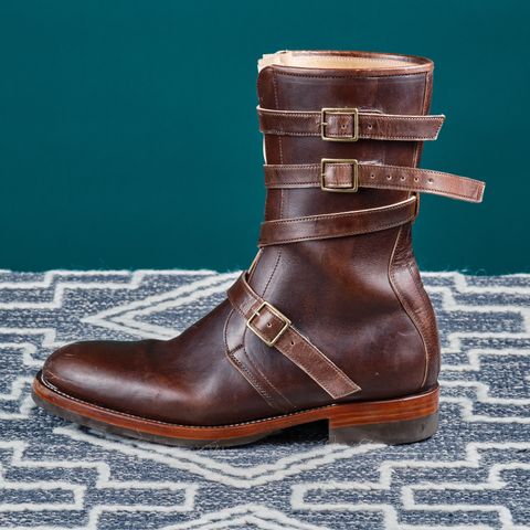 View photo of Briselblack The Hanker Tanker Boots in Maryam Thick Horsebutt Overdye brown