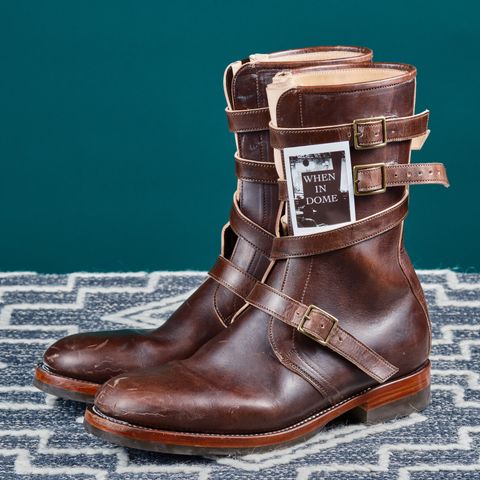 View photo of Briselblack The Hanker Tanker Boots in Maryam Thick Horsebutt Overdye brown