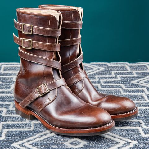 View photo of Briselblack The Hanker Tanker Boots in Maryam Thick Horsebutt Overdye brown