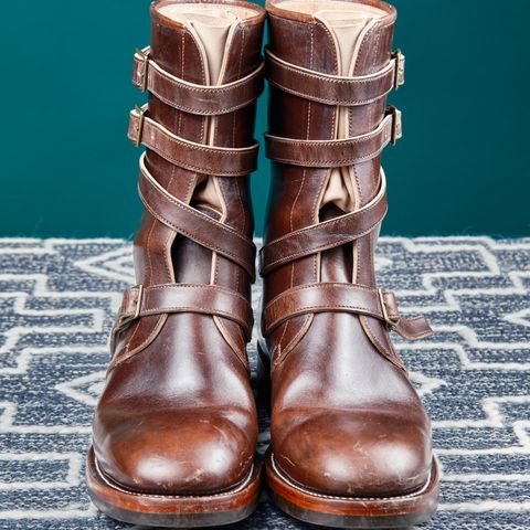 View photo of Briselblack The Hanker Tanker Boots in Maryam Thick Horsebutt Overdye brown