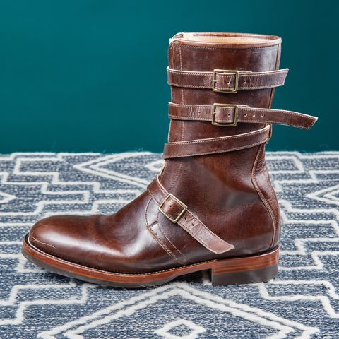 View photo of Briselblack The Hanker Tanker Boots in Maryam Thick Horsebutt Overdye brown