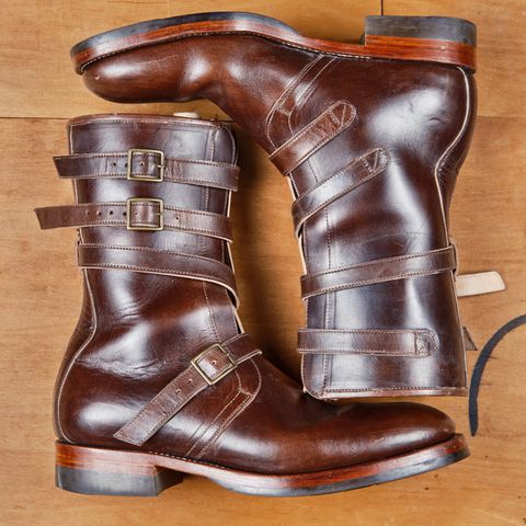 View photo of Briselblack The Hanker Tanker Boots in Maryam Thick Horsebutt Overdye brown