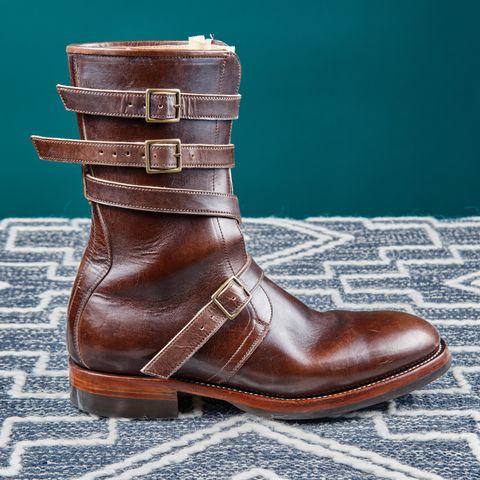 View photo of Briselblack The Hanker Tanker Boots in Maryam Thick Horsebutt Overdye brown