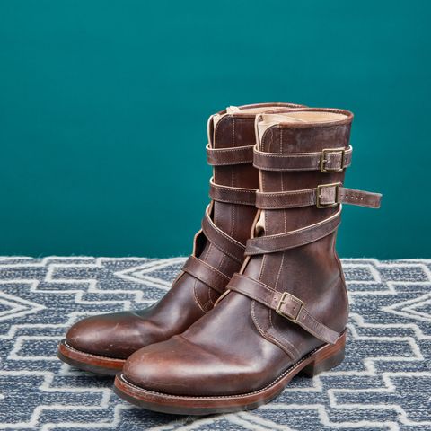 View photo of Briselblack The Hanker Tanker Boots in Maryam Thick Horsebutt Overdye brown