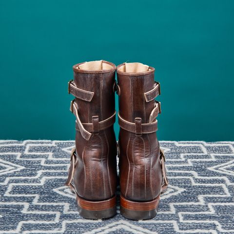 View photo of Briselblack The Hanker Tanker Boots in Maryam Thick Horsebutt Overdye brown