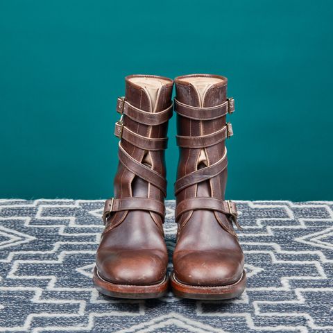 View photo of Briselblack The Hanker Tanker Boots in Maryam Thick Horsebutt Overdye brown