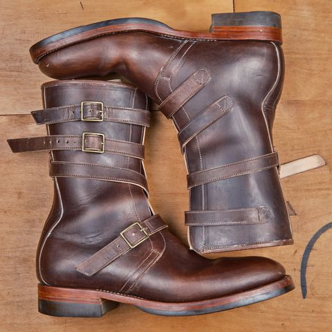 View photo of Briselblack The Hanker Tanker Boots in Maryam Thick Horsebutt Overdye brown