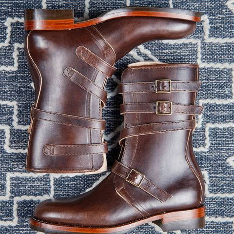 View photo of Briselblack The Hanker Tanker Boots in Maryam Thick Horsebutt Overdye brown