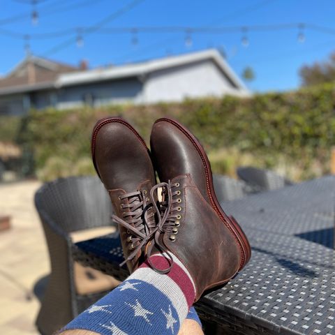 Grant Stone Edward Boot in C.F. Stead Tobacco Waxy Commander Suede