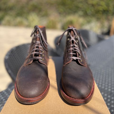 Grant Stone Edward Boot in C.F. Stead Tobacco Waxy Commander Suede