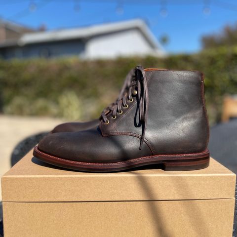 Grant Stone Edward Boot in C.F. Stead Tobacco Waxy Commander Suede