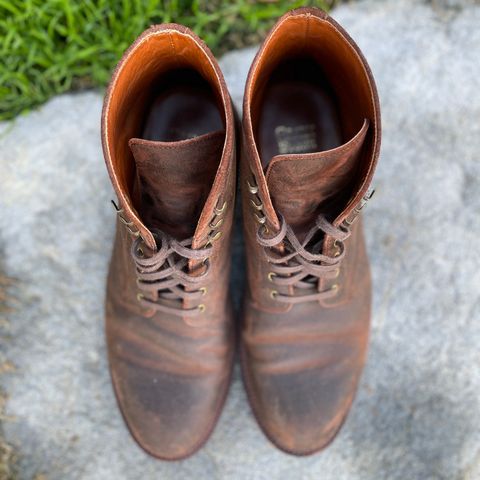 Grant Stone Edward Boot in C.F. Stead Tobacco Waxy Commander Suede