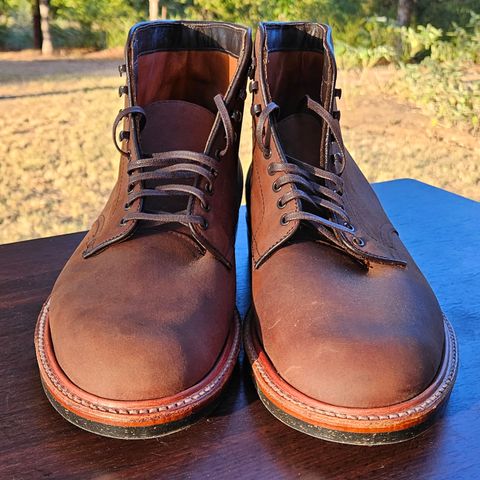 View photo of Alden Plain Toe Boot in Horween Tobacco Smooth Chamois