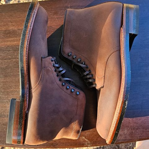 View photo of Alden Plain Toe Boot in Horween Tobacco Smooth Chamois