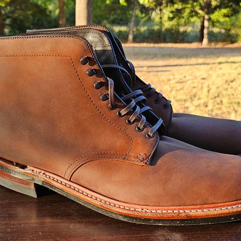 View photo of Alden Plain Toe Boot in Horween Tobacco Smooth Chamois