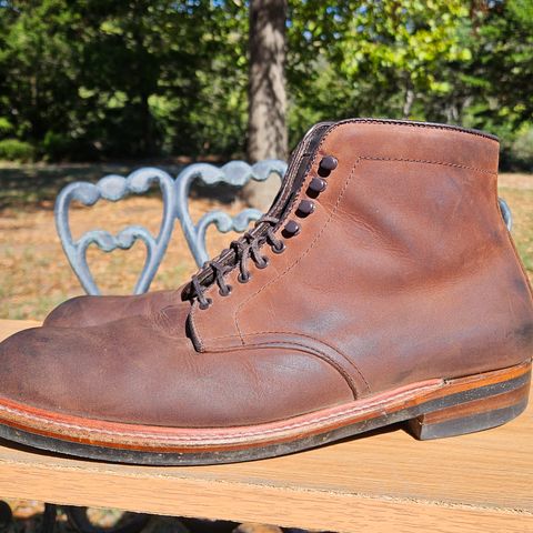View photo of Alden Plain Toe Boot in Horween Tobacco Smooth Chamois