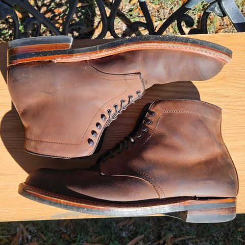 View photo of Alden Plain Toe Boot in Horween Tobacco Smooth Chamois
