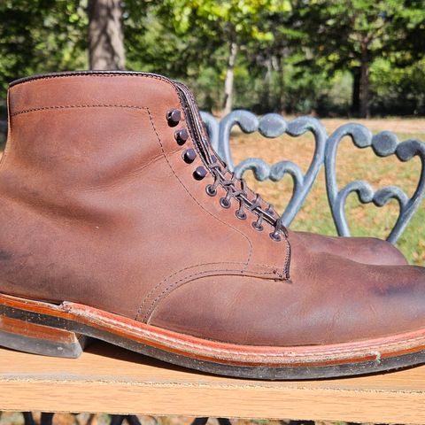 View photo of Alden Plain Toe Boot in Horween Tobacco Smooth Chamois