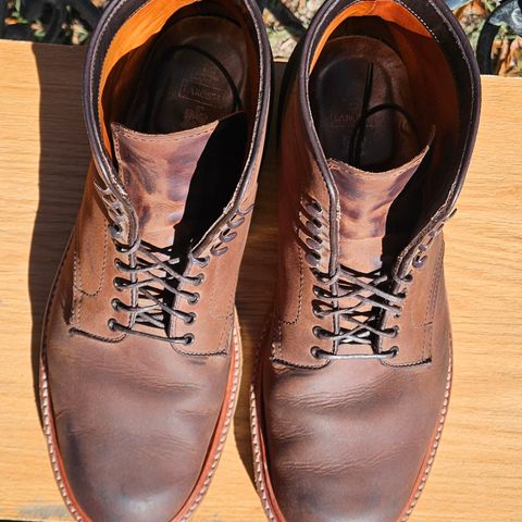 View photo of Alden Plain Toe Boot in Horween Tobacco Smooth Chamois