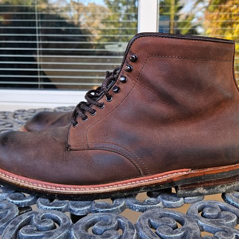View photo of Alden Plain Toe Boot in Horween Tobacco Smooth Chamois