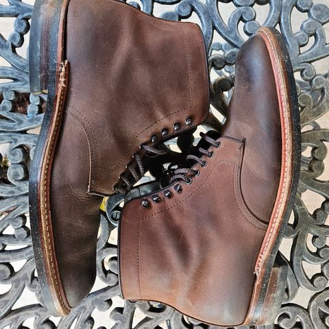 View photo of Alden Plain Toe Boot in Horween Tobacco Smooth Chamois