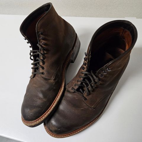 View photo of Alden Plain Toe Boot in Horween Tobacco Smooth Chamois