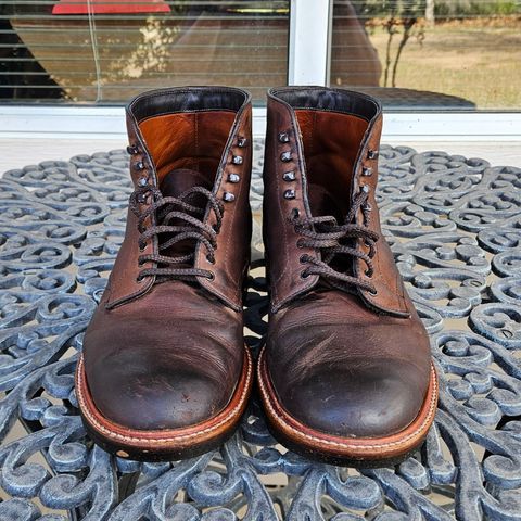 View photo of Alden Plain Toe Boot in Horween Tobacco Smooth Chamois
