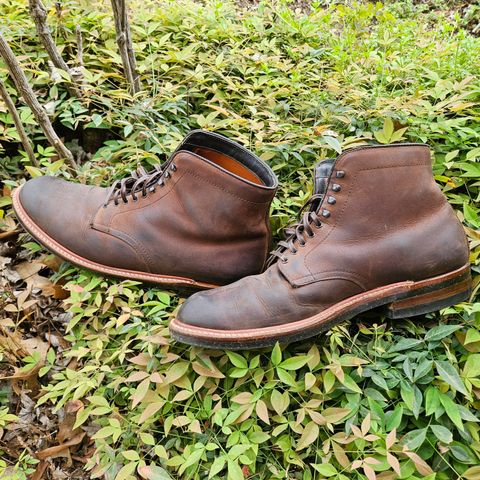 View photo of Alden Plain Toe Boot in Horween Tobacco Smooth Chamois