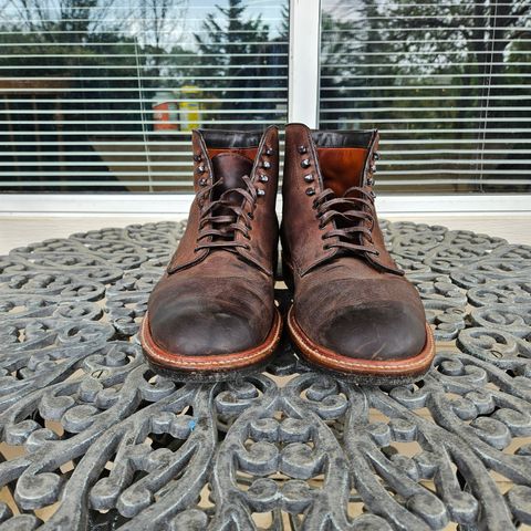 View photo of Alden Plain Toe Boot in Horween Tobacco Smooth Chamois