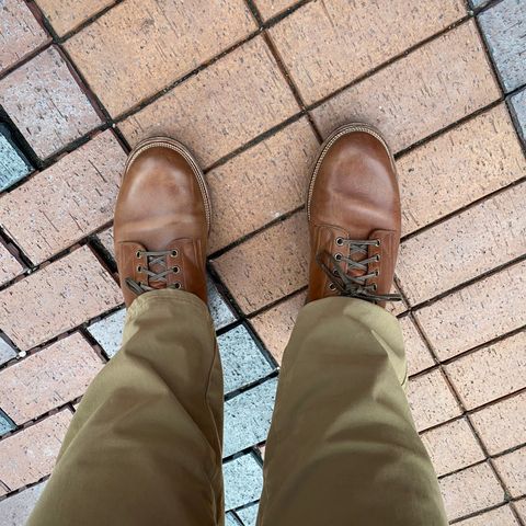 View photo of Viberg 145 Oxford in Horween Natural Essex Workshoe Butt