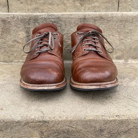 View photo of Viberg 145 Oxford in Horween Natural Essex Workshoe Butt