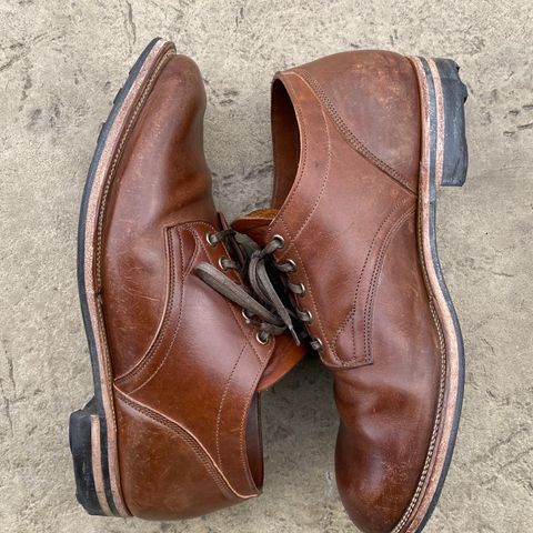 View photo of Viberg 145 Oxford in Horween Natural Essex Workshoe Butt