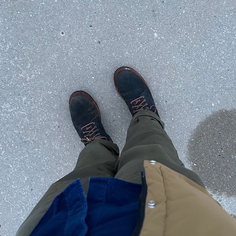 View photo of Oak Street Bootmakers Field Boot in Horween Natural Indigo Chromexcel Roughout