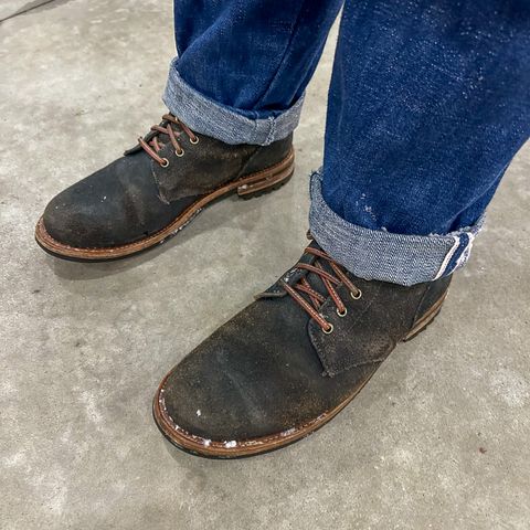 View photo of Oak Street Bootmakers Field Boot in Horween Natural Indigo Chromexcel Roughout