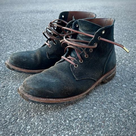 View photo of Oak Street Bootmakers Field Boot in Horween Natural Indigo Chromexcel Roughout