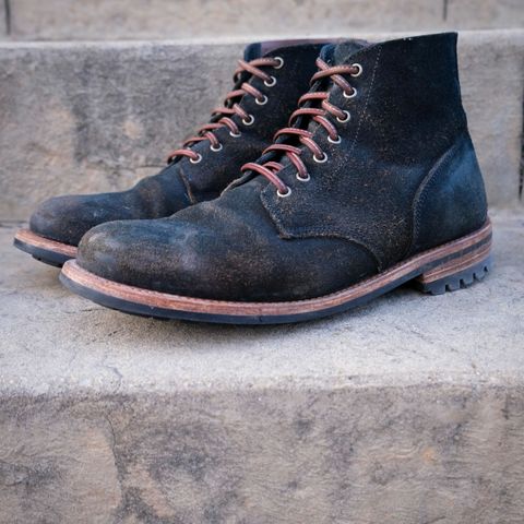 View photo of Oak Street Bootmakers Field Boot in Horween Natural Indigo Chromexcel Roughout