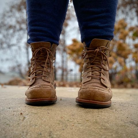 Grant Stone Field Boot in C.F. Stead Natural Waxy Commander Suede