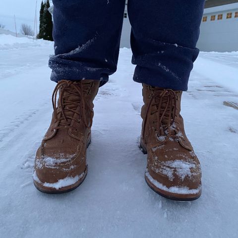 View photo of Grant Stone Field Boot in C.F. Stead Natural Waxy Commander Suede