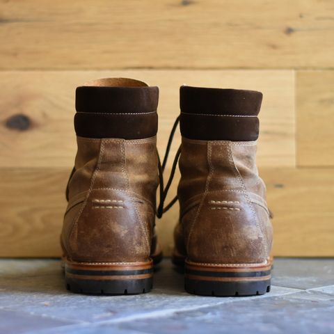 View photo of Grant Stone Field Boot in C.F. Stead Natural Waxy Commander Suede