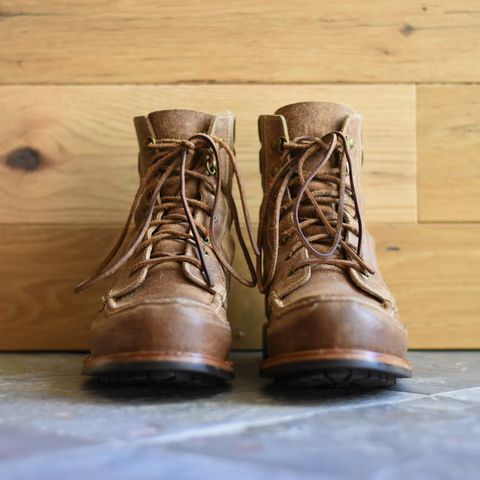 View photo of Grant Stone Field Boot in C.F. Stead Natural Waxy Commander Suede