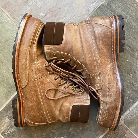 View photo of Grant Stone Field Boot in C.F. Stead Natural Waxy Commander Suede