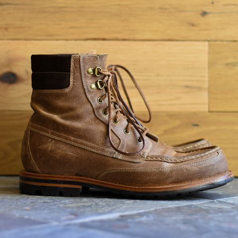 View photo of Grant Stone Field Boot in C.F. Stead Natural Waxy Commander Suede