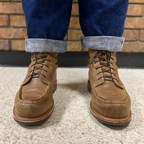 View photo of Grant Stone Field Boot in C.F. Stead Natural Waxy Commander Suede