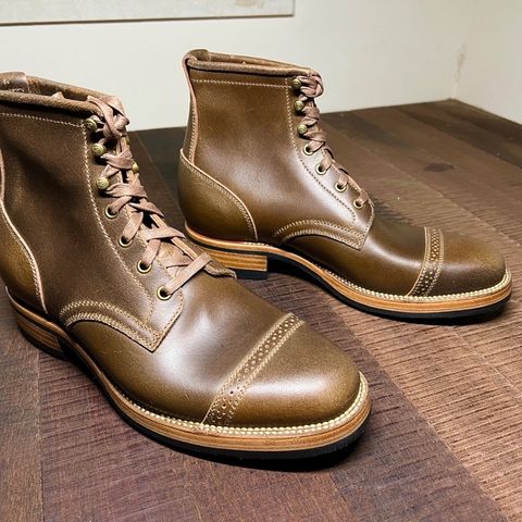 Flame Panda Service Boot in Horween Olive Waxed Flesh