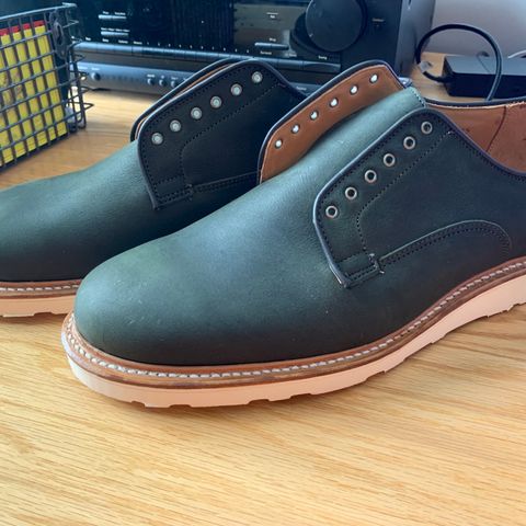 Viberg Derby Shoe in C.F. Stead Military Green Waxed Kudu