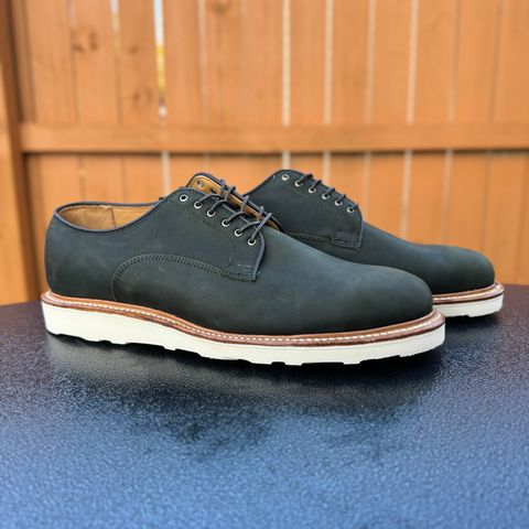 Viberg Derby Shoe in C.F. Stead Military Green Waxed Kudu