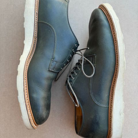 Viberg Derby Shoe in C.F. Stead Military Green Waxed Kudu