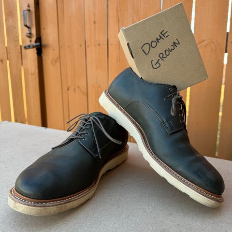 Viberg Derby Shoe in C.F. Stead Military Green Waxed Kudu