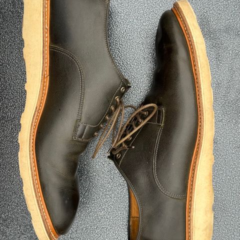 Viberg Derby Shoe in C.F. Stead Military Green Waxed Kudu